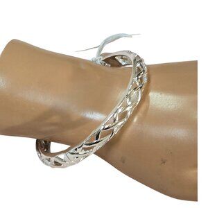 Vera Bradley Women's Silver Plated Quilted Bangle Bracelet NWT MSRP $38